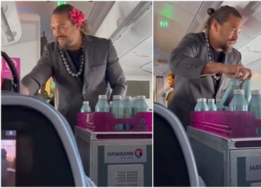 Jason Momoa se hace pasar por asistente de vuelo en avión que iba hacia Hawái