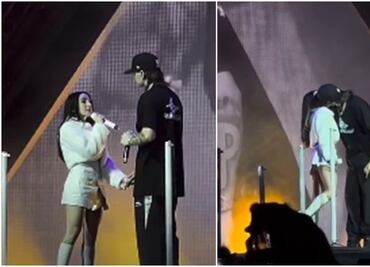 Así fue el primer beso público de Peso Pluma y Nicki Nicole. VIDEO