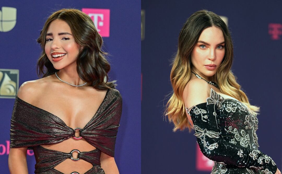 Ángela Aguilar y Belinda en Premios lo Nuestro 2025. Foto: Giorgio Viera / AFP / Marlon Pacheco / EFE