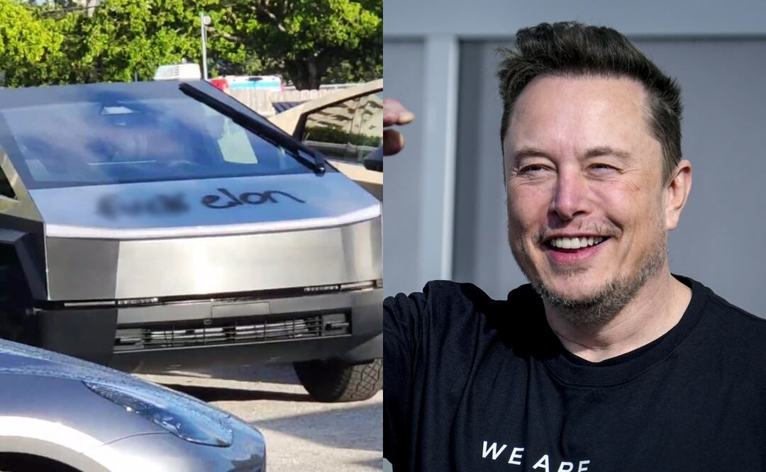 Vandalizan decenas de Tesla Cybertrucks con mensajes contra Elon Musk en Florida. Foto:
Yasser Rabello/Instagram/AP/Ebrahim Norooz