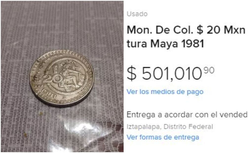 Moneda de los mayas. Foto: Mercado Libre / Captura