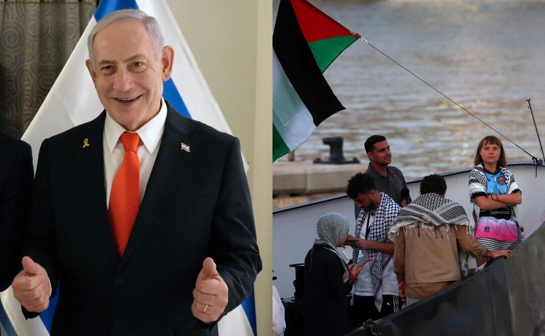 Netanyahu felicita a su Armada por frenar flotilla humanitaria Global Sumud que se dirigía a Gaza con Greta Thunberg. Foto: AFP