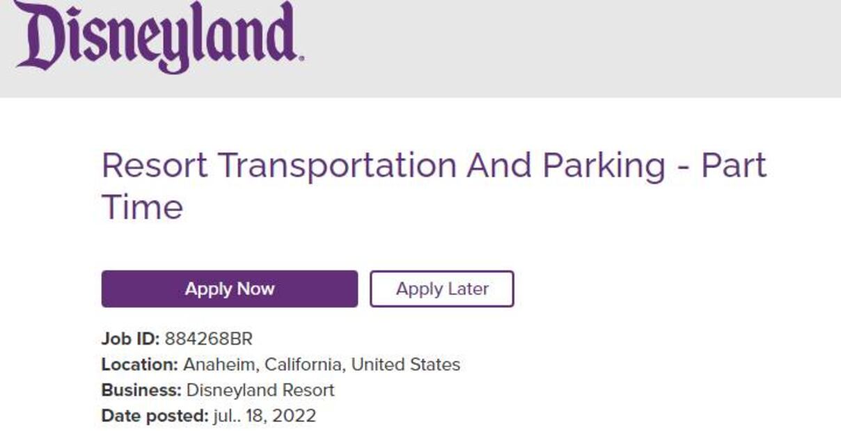 Ofrecen empleo como encargado de estacionamiento en Disneyland