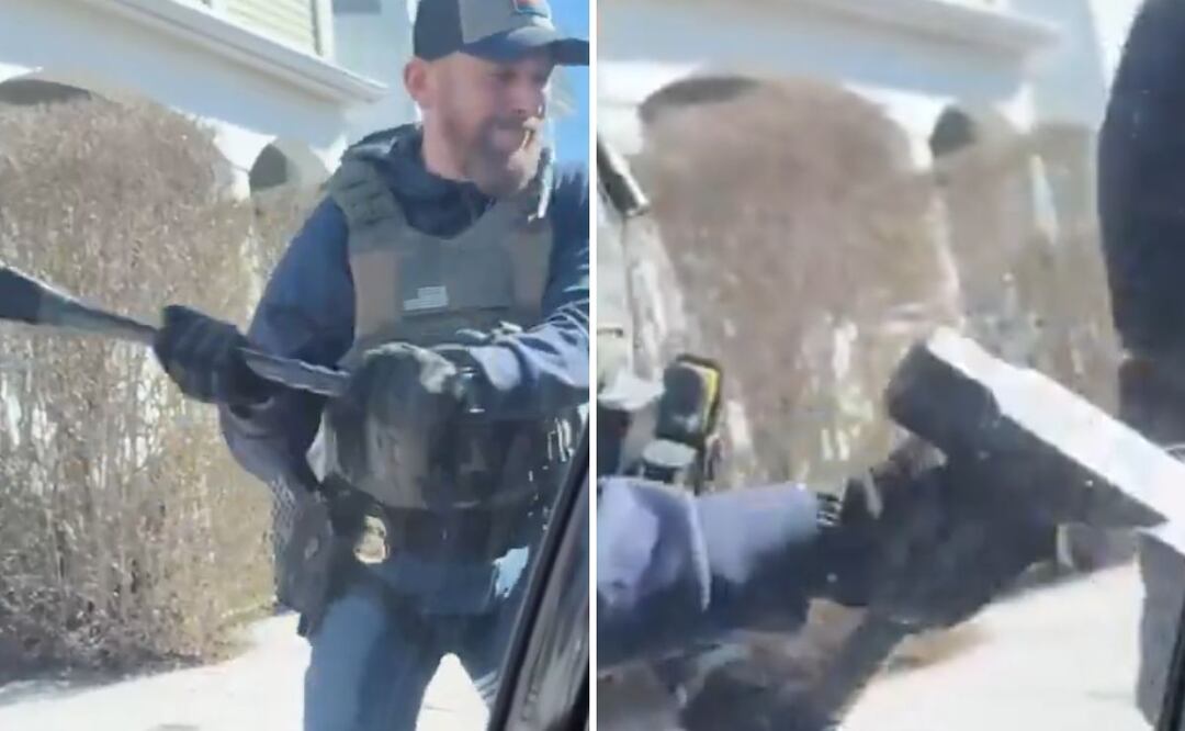 ICE rompe ventana de auto y detiene a migrante sin orden judicial Imágenes: 'X' @PrensaComunitar