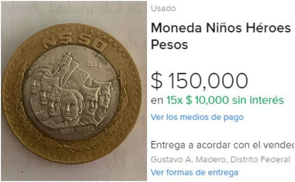 Moneda conmemorativa de Niños Héroes. Foto: Captura / MercadoLibre
