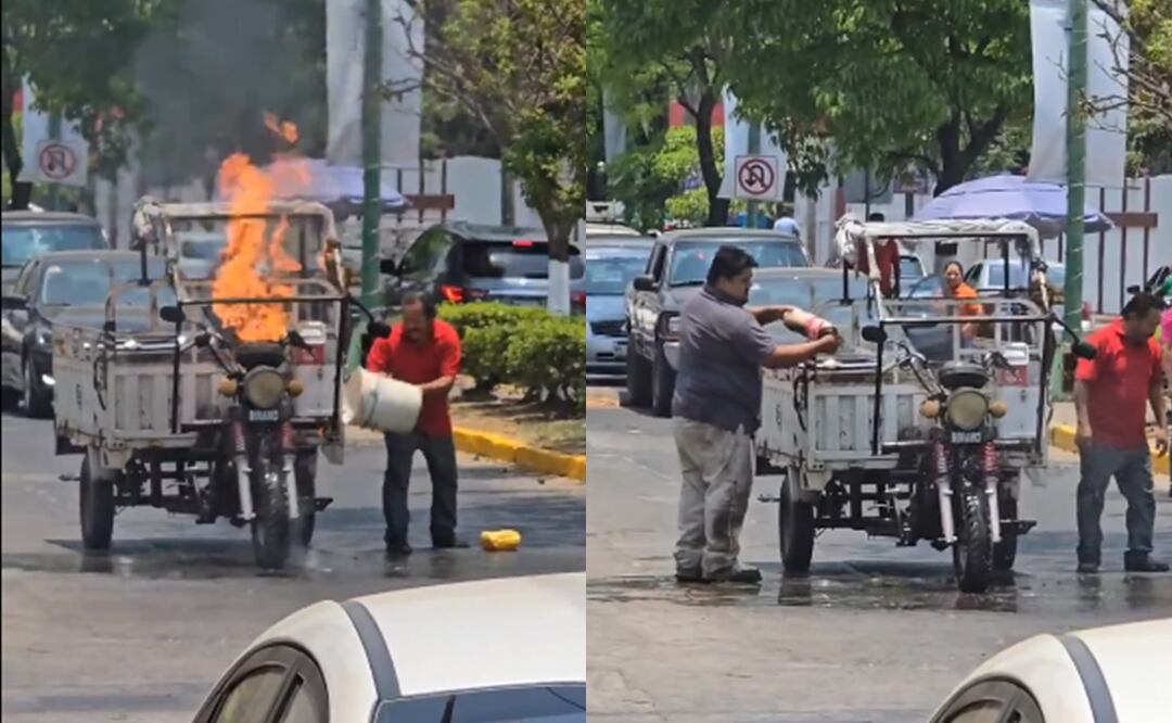 Hombre apaga incendio con refresco Coca-Cola; ¿sirve de extintor? Foto: Captura X