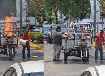 Hombre apaga incendio de moto con refresco Coca-Cola; VIDEO se viraliza