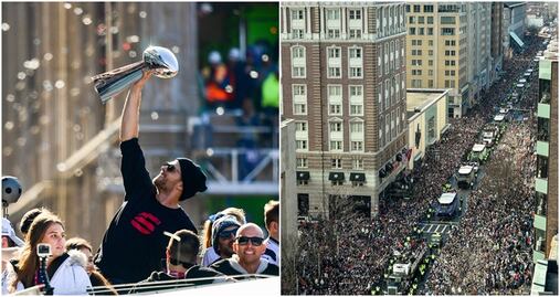 Miles de personas celebran el Super Bowl de los Patriots en Boston