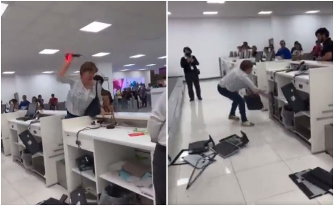 Mujer enloquece en Aeropuerto Internacional de CDMX. Foto tomada de video
