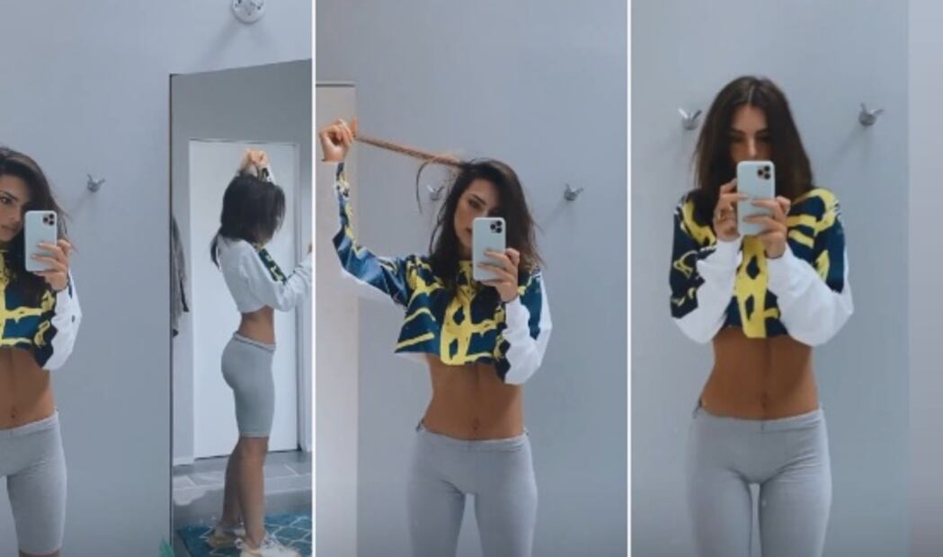 Emily Ratajkowski cautiva con ajustado short en redes