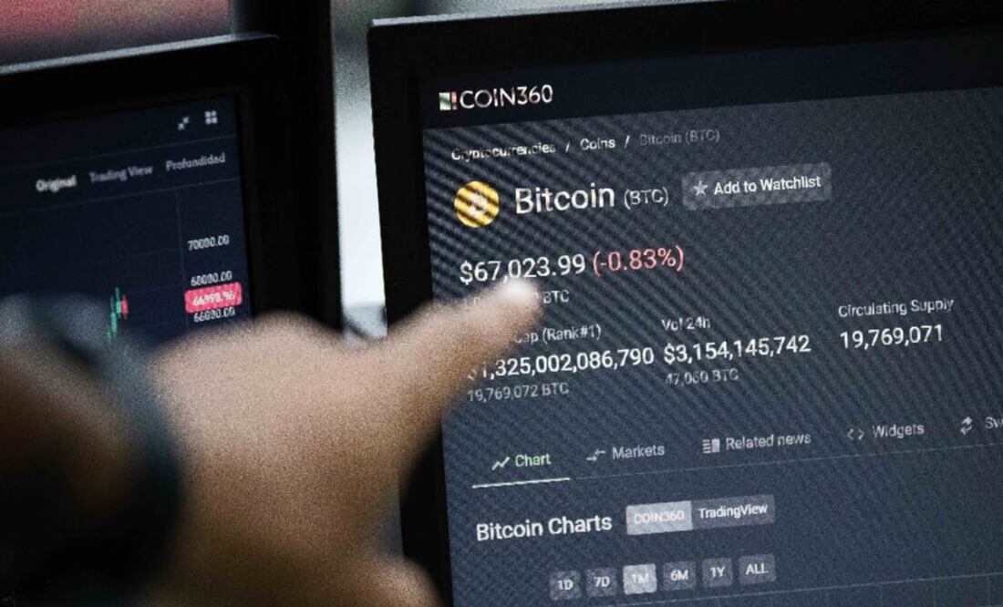 Bitcoin supera los 100,000 dólares por primera vez mientras continúa repunte tras elección de Trump. Foto: EFE/ Ronald Peña