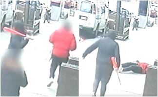 Video. Hombre golpea brutalmente a transeúnte con bate de béisbol en Nueva York