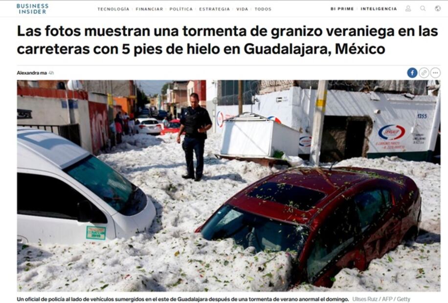 Prensa de EU destaca tormenta de granizo que azotó a Guadalajara