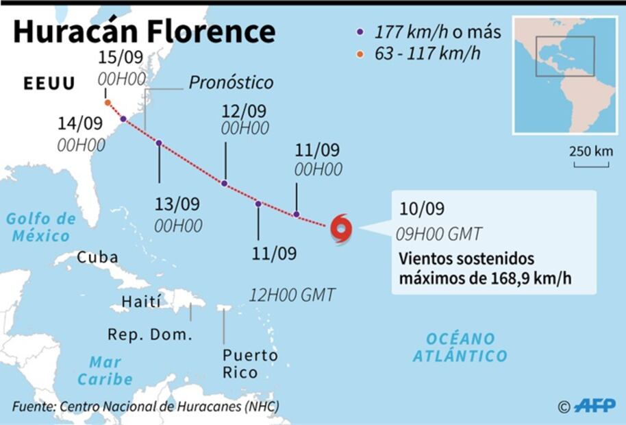 Ordenan evacuar a un millón de personas en Carolina del Sur por "Florence"