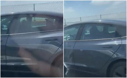 Arrestan a hombre por viajar en asiento trasero de Tesla en California