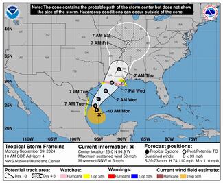 Se forma tormenta tropical Francine frente a costas de México; se prevé azote Texas. MAPA