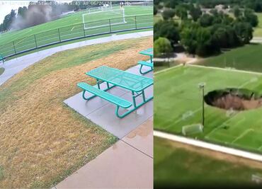 Enorme socavón de 30 metros se “traga” cancha de futbol. VIDEO