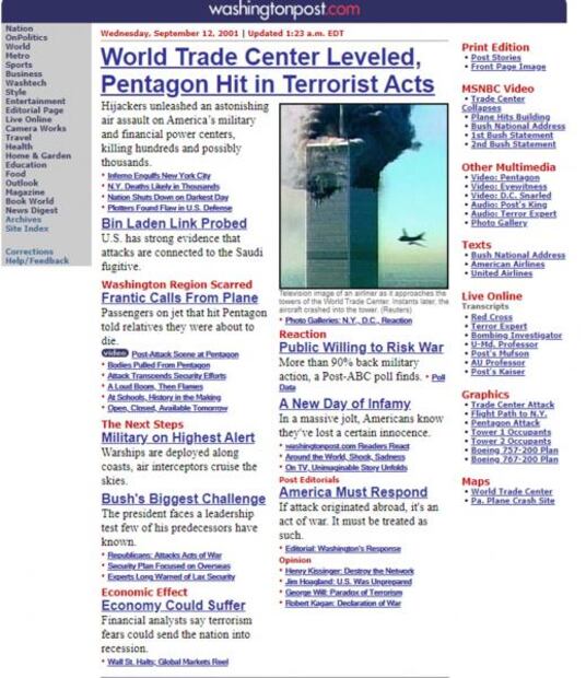 9/11: Así informaron los medios sobre los atentados terroristas, hace 18 años