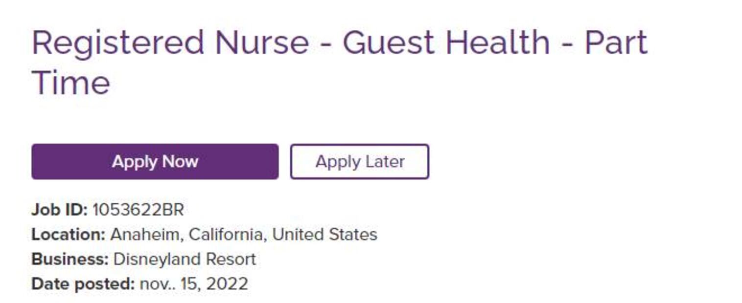 Disneyland abre vacante para enfermeros; paga más de $720 por hora
