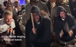 ¡Justin Bieber, hermano, ya eres mexicano! Captan al canadiense cantando banda y tocando la tambora 