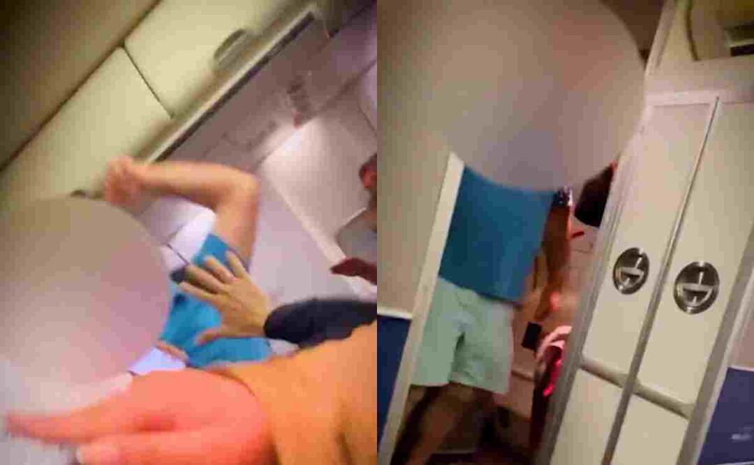 El altercado se registró en un vuelo de United Airlines. Foto tomada de video.