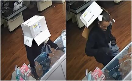 ¡Para pasar desapercibido! Ladrón cubre su identidad con caja de cartón al robar iPhones en Florida