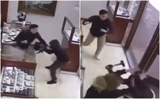 Video. Trabajadores de joyería en California luchan contra ladrones y evitan robo