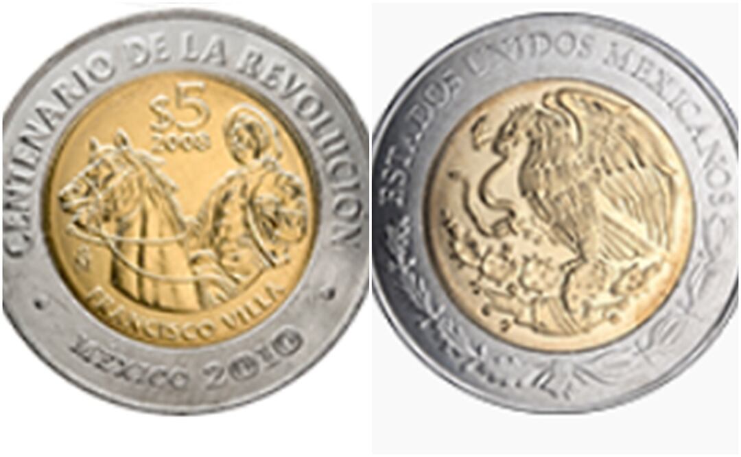 Moneda conmemorativa de la Revolución Mexicana de Francisco Villa que se vende hasta en $120 mil pesos. Foto: Banxico
