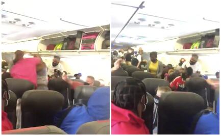 Pasajeras de avión desatan disputa por cubrebocas; se van a los golpes 