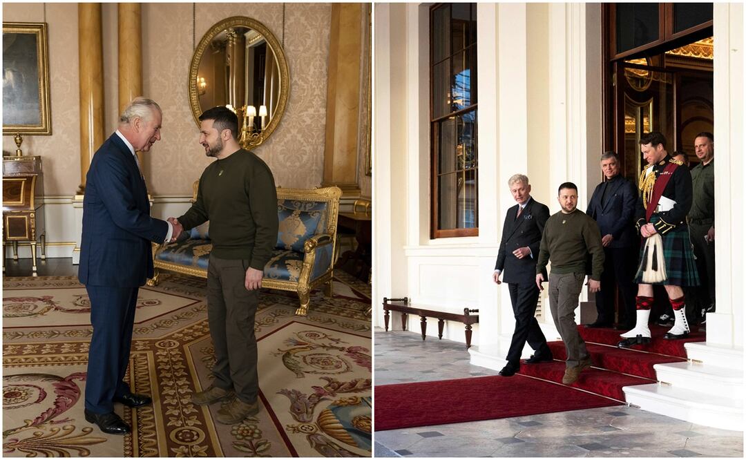 El rey Carlos III recibió este miércoles al presidente de Ucrania, Volodímir Zelenski en Buckingham (AP - AFP)