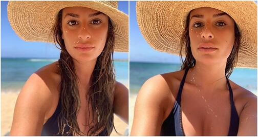 Lea Michele presume silueta con bikini rosa en Hawái