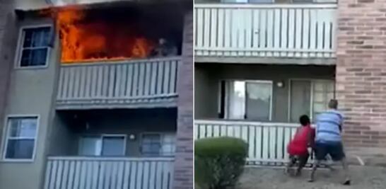 Arroja a su hijo de un edificio para salvarlo de incendio en Phoenix