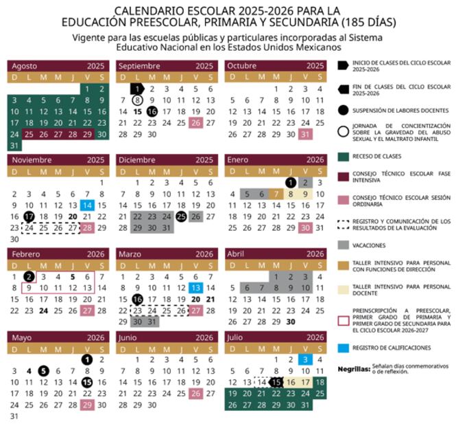 Nuevo calendario escolar SEP. ¿Cuándo comienzan las clases del ciclo 2025-2026? Foto: Conamer/SEP