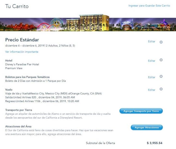 ¿Cuánto cuesta un paquete todo incluido a Disneyland, California?