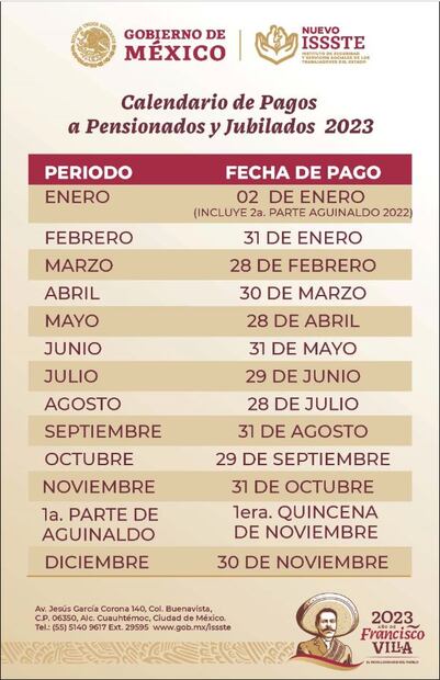 Calendario de depósitos de la pensión ISSSTE 2023. Foto: ISSSTE