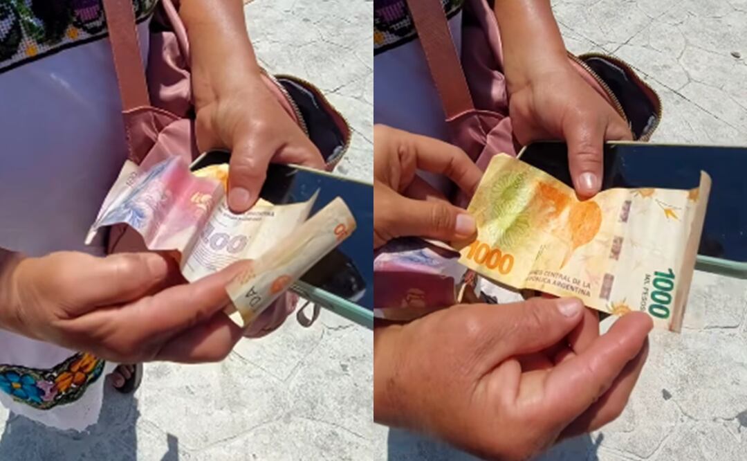 Turista estafa a artesana mexicana; le pagan con pesos argentinos. Foto: Captura Facebook