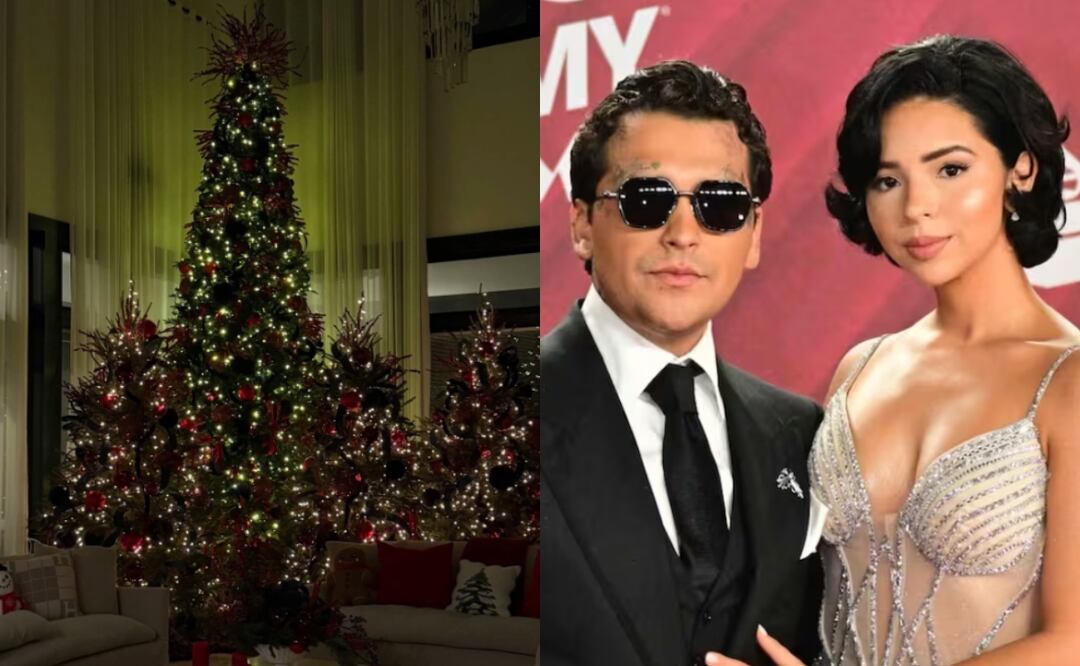 “Cada arbolito es una ex”: Redes se burlan de la decoración navideña de Nodal y Ángela Aguilar. Foto: Tomada de Instagram @angela_aguilar_ / AFP