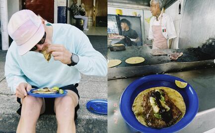 Piloto de la Fórmula 1 disfruta tacos de El Califa de León, con estrella Michelin, en la banqueta. FOTOS