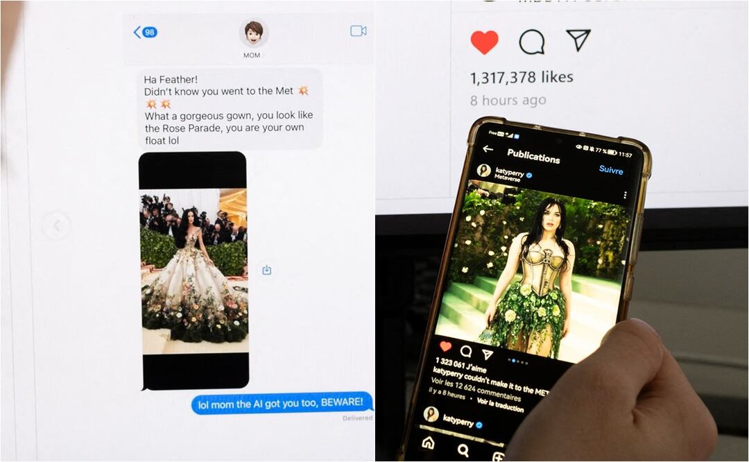 Una foto de Katy Perry en la Met Gala creada con IA engaña a su propia madre. Foto EFE