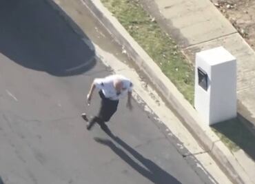 Video. Policía ‘colapsa’ al ser atacado por abejas en calles de Los Ángeles