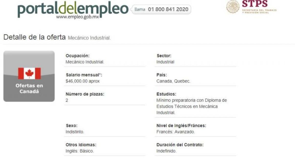 Trabaja como mecánico industrial en Canadá por $46,000