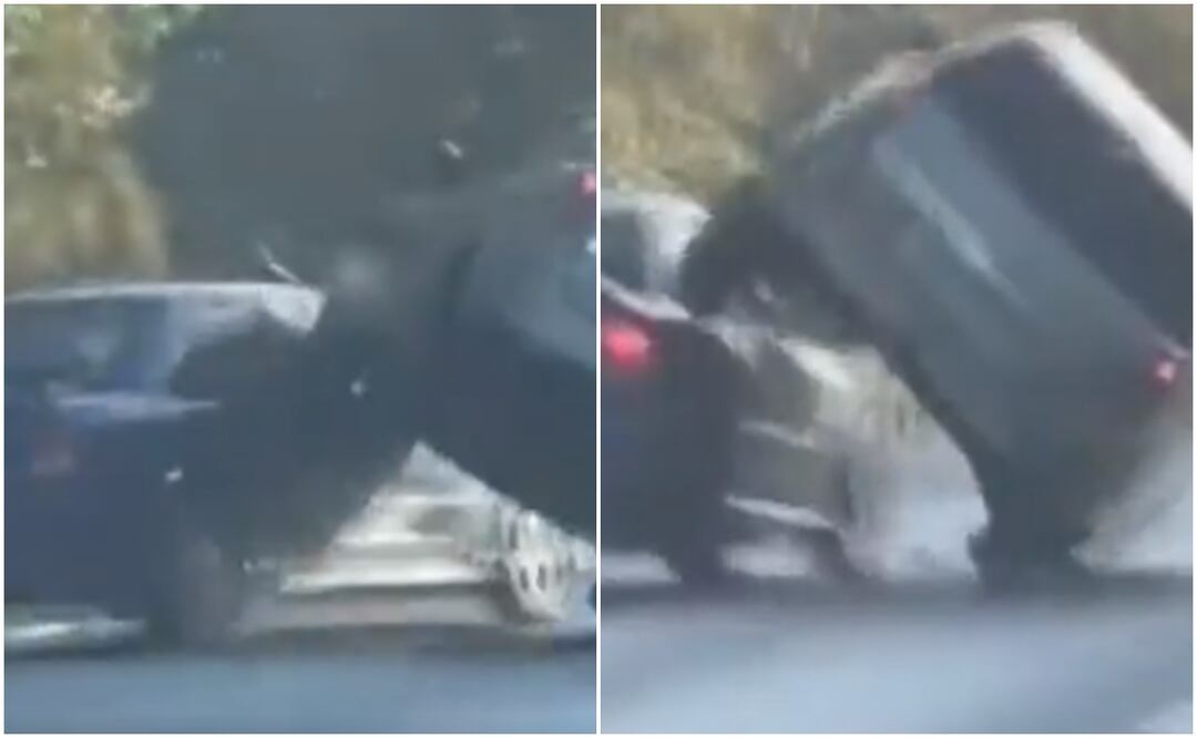 Video muestra escalofriante accidente de carretera con vuelco y amenaza armada. Foto: Twitter