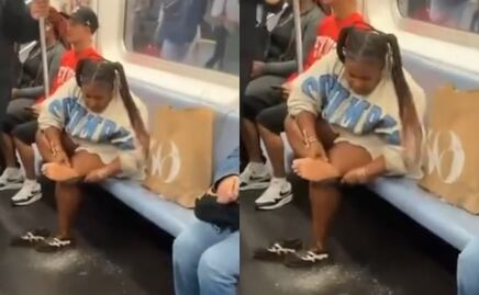 Escándalo en el Metro: mujer se hace pedicure en pleno vagón y usuarios se indignan. VIDEO