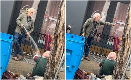 Video. Arrestan a hombre por agredir a mujer sin hogar con manguera de agua