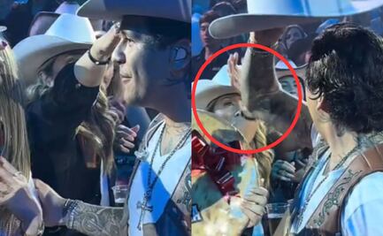 Christian Nodal regaña a fan que le intentó quitar su sombrero: "Eso no se hace"