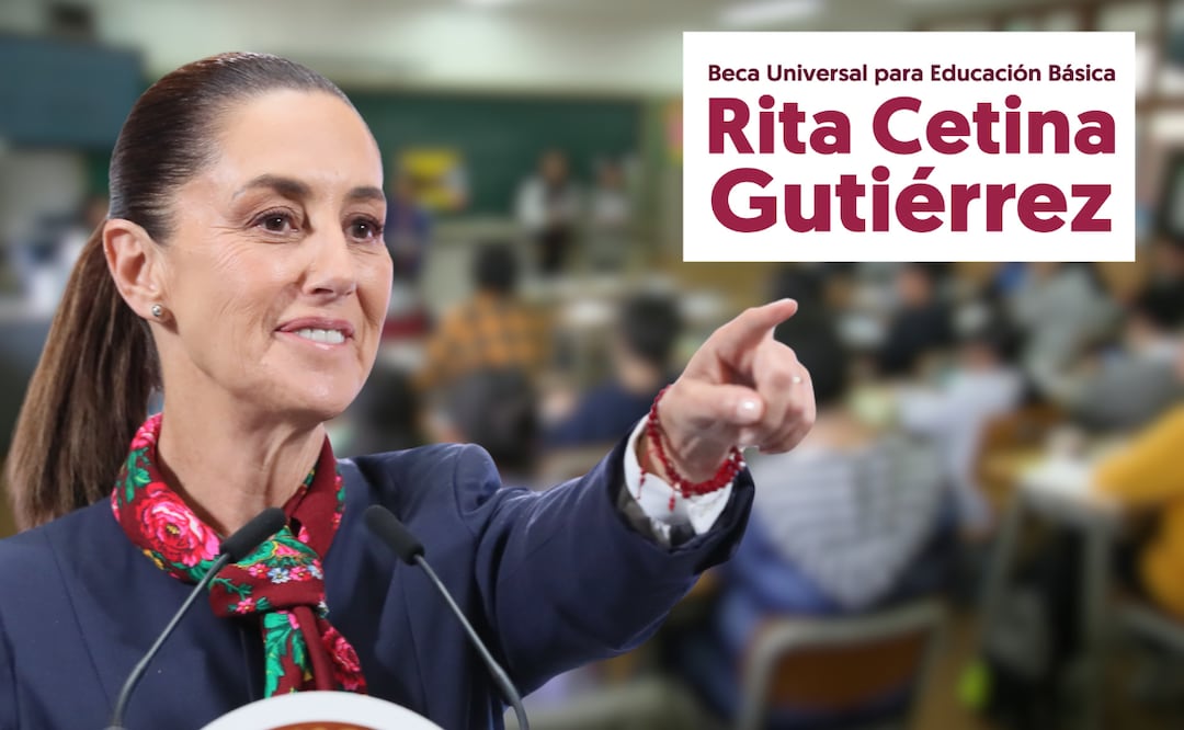 Beca Universal para primaria Sheinbaum confirma fecha de registro y cuánto dinero recibirán los niños. Foto: EFE / Canva