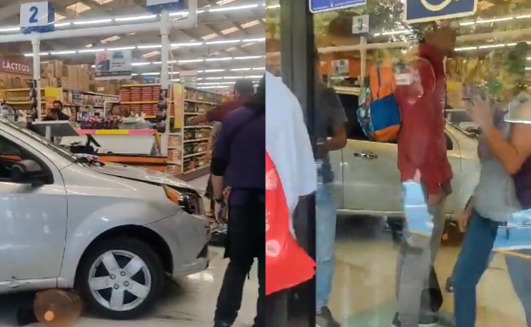 Conductora de la tercera edad choca su auto hasta el interior de un supermercado en la CDMX. Foto: Captura X