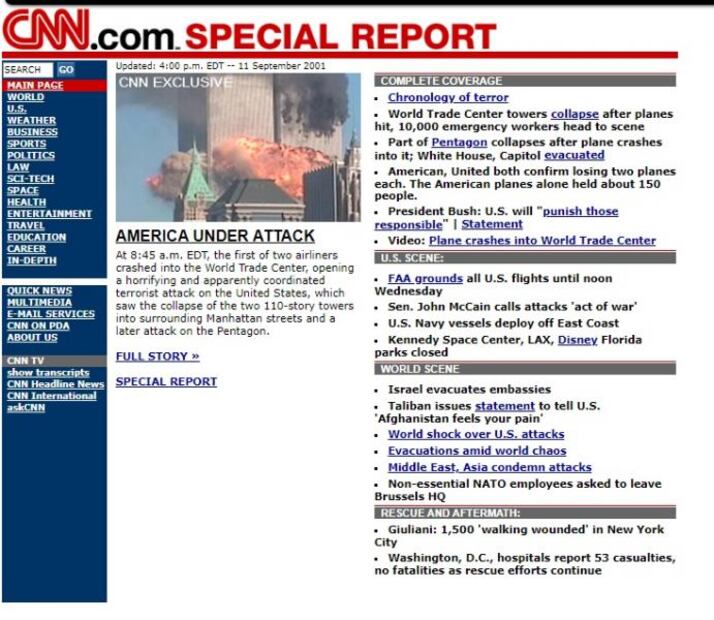 9/11: Así informaron los medios sobre los atentados terroristas, hace 18 años