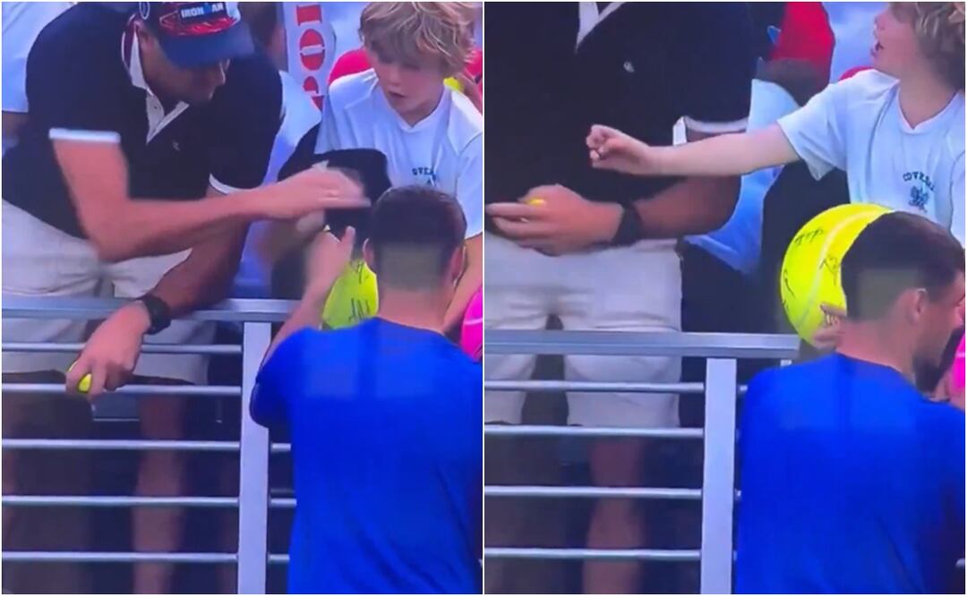 De la ilusión al enojo: aficionado del US Open arrebata a un niño un regalo del tenista polaco. Foto: Captura de video X